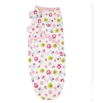 Cotton baby anti-startle swaddle wrap in blue with cartoon print, size 62x28 cm