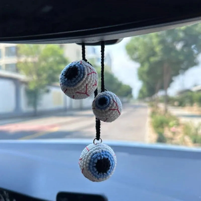 Plush hand-woven polyester automobile hanging ornament with cartoon style design on car dashboard