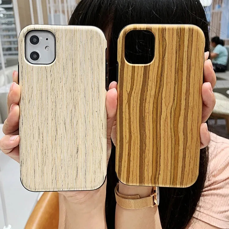 Natural wood or bamboo iPhone back cover case in rosewood colour for iPhone 11.
