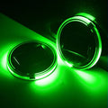 Solar powered LED cup mat with auto glow, BPA-free acrylic, diameter 7.2cm, in blue, green, pink, red options