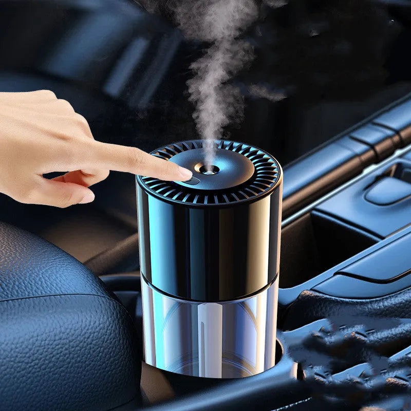 Plug-in USB perfume humidifier with glass seat in Classic Ocean aroma, 12.7cm tall.