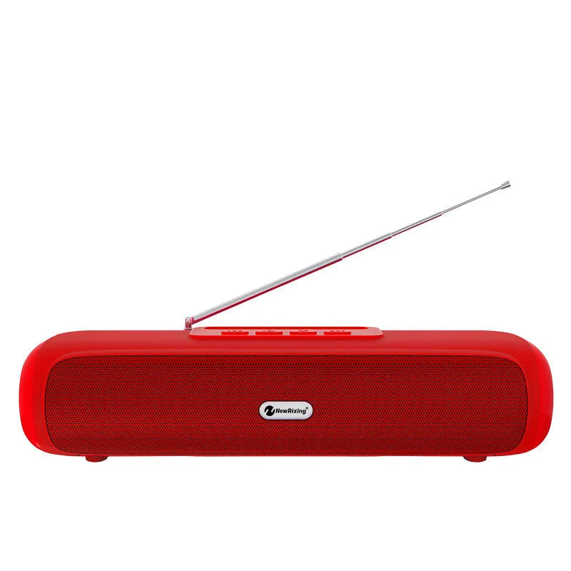 Desktop wireless long strip radio subwoofer in black, blue, red and silver grey colours