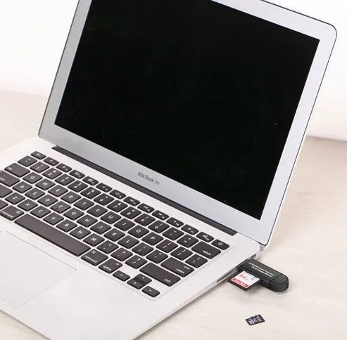 Smart Three-In-One Card Reader with micro USB and USB 2.0 connectors for Android devices, Black, ABS casing