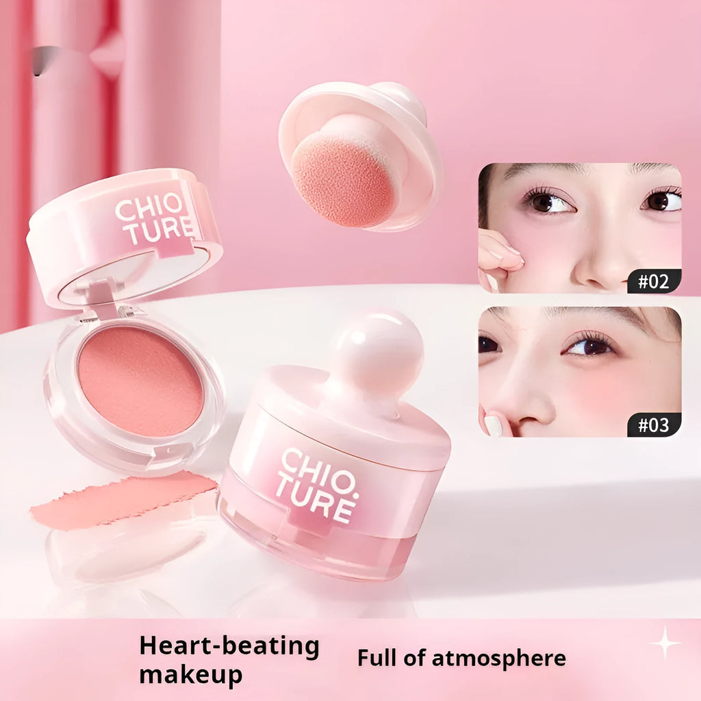 Blush mud swelling contractive colour shimmer powder blusher in nude colour scheme with monochrome format