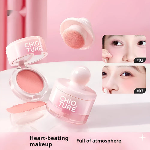 Blush mud swelling contractive colour shimmer powder blusher in nude colour scheme with monochrome format
