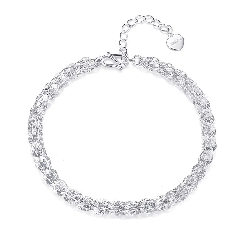 S999 pure silver phoenix tail bracelet for women, simple style, silver colour, 20cm length