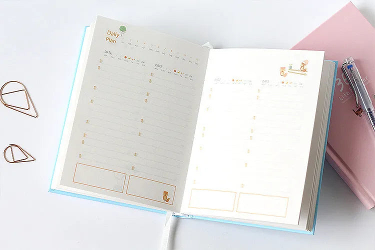 Schedule This Hardback Colour Set Inside Notebook with 228 pages, 100gsm paper, original designer illustration, dark green cover