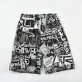 Men's floral print five-point swimming trunks in polyester, showing one of 24 available colour patterns.