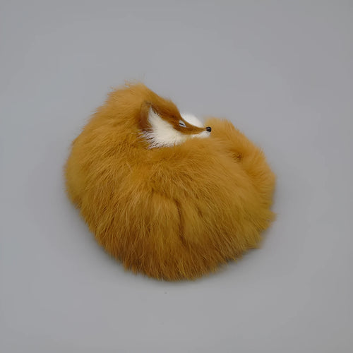 Artificial fox fur decorative handicraft in red, white, or yellow measuring 15cm × 9cm × 11cm