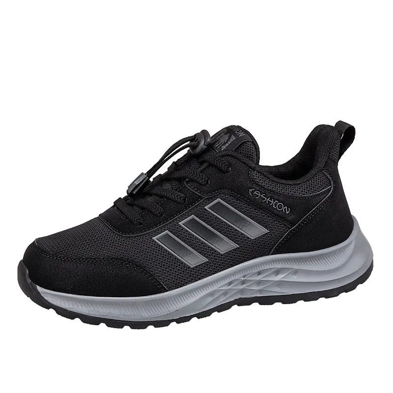 Breathable mesh non-slip mom shoes with elastic slip-on design for men and women