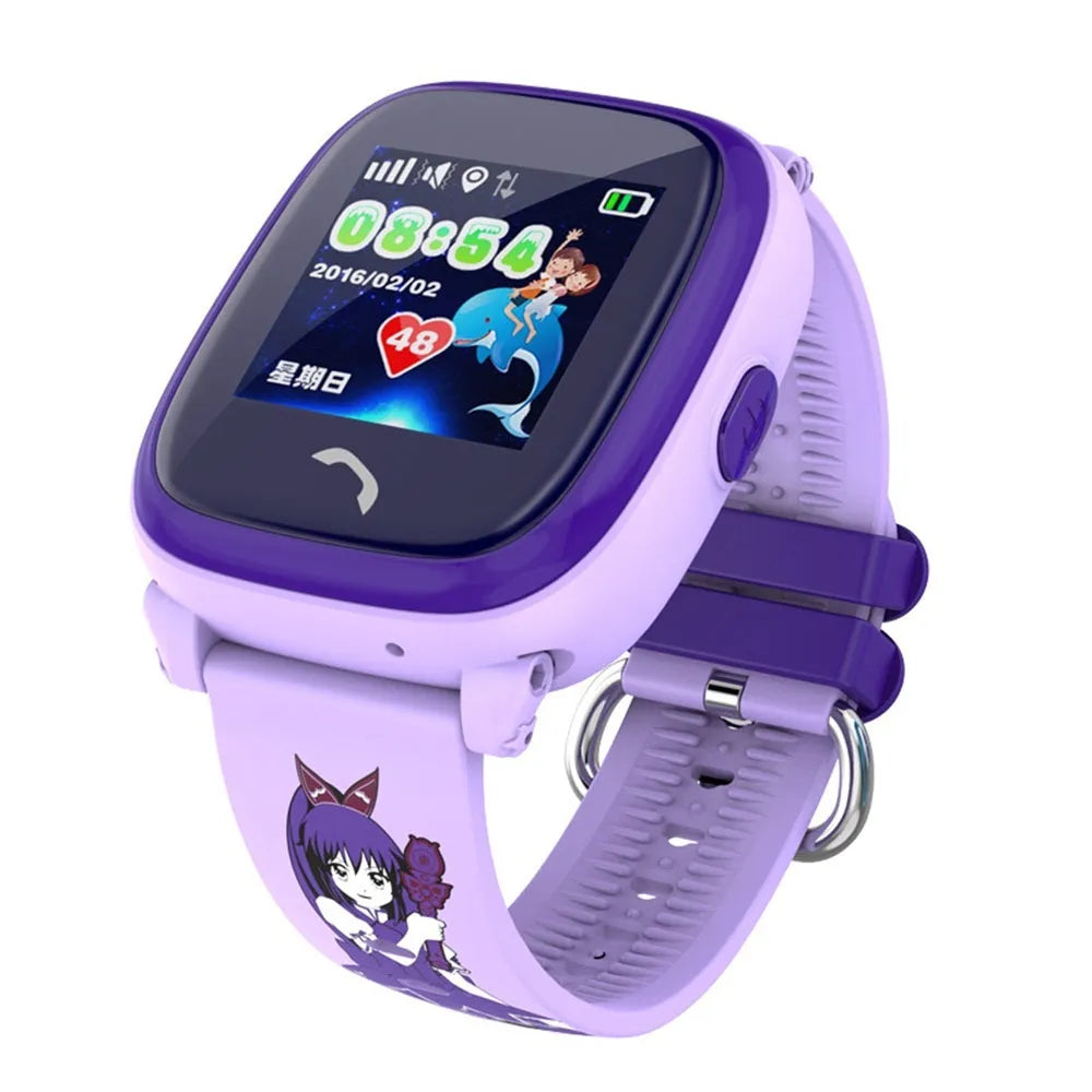 Blue children's smart watch with silicone strap showing 1.22-inch touch screen display