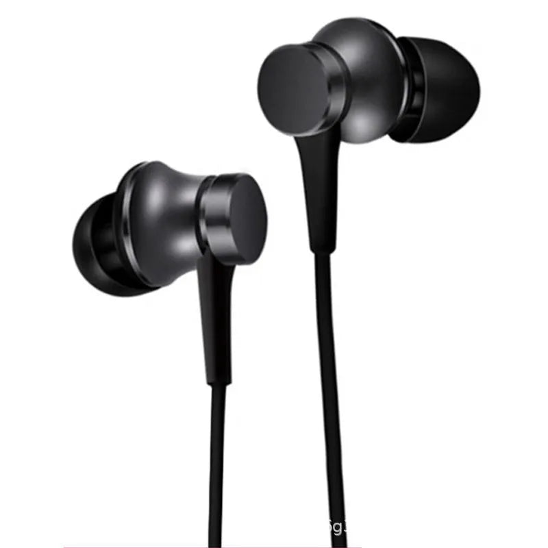 Piston in-ear wired headphones with 3.5mm plug in black, blue, and red colour options