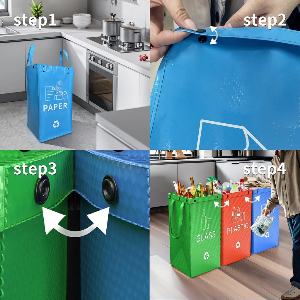 Blue 40-litre PP plastic waste classification bin with clean bag style, dimensions 30cm by 50cm by 30cm