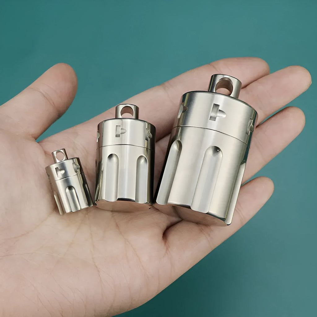 Pure titanium creative waterproof compartment portable storage tank medicine canister in T10 size range