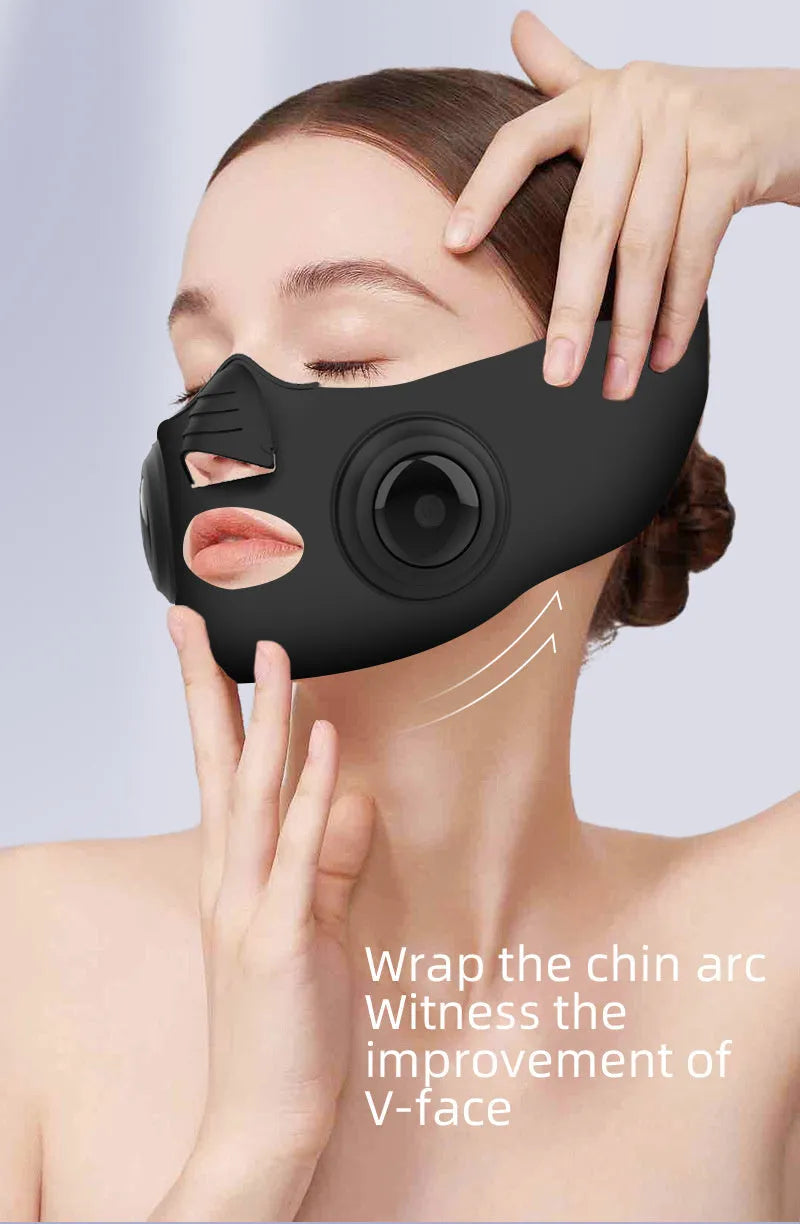 Black photon beauty mask device with USB connection for facial treatments