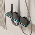 Aluminium digital display shower head set in white or grey finish for concealed bathroom installation.
