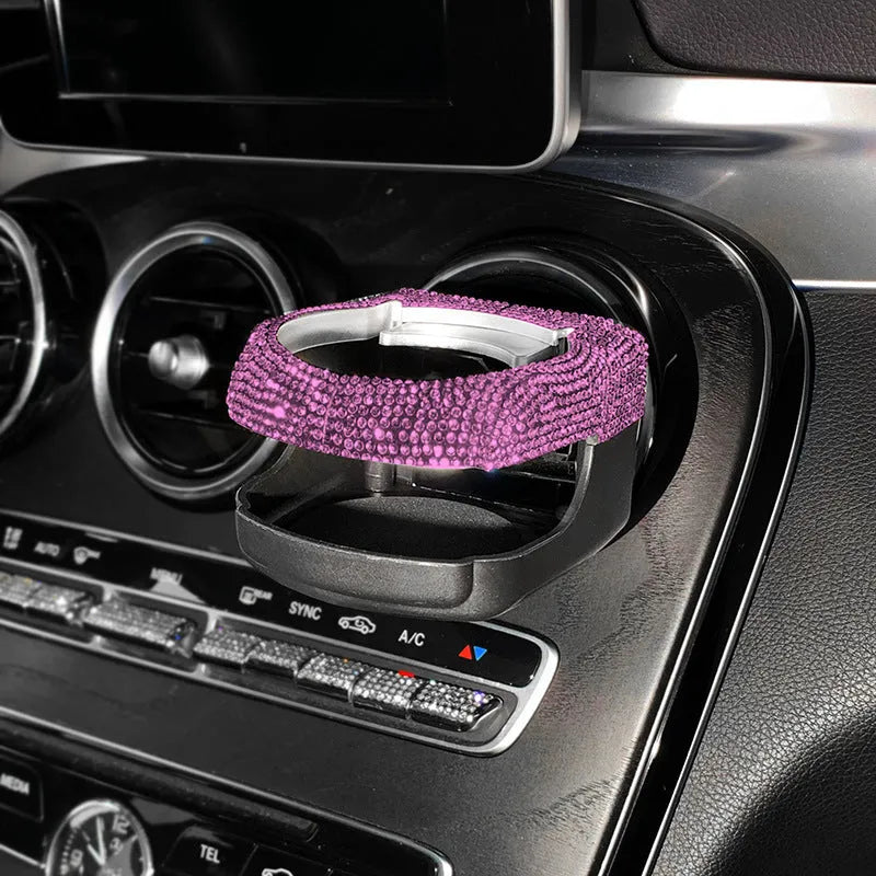 Diamond-decorated car air vent cup holder in white, colour, pink, red, blue, black or green