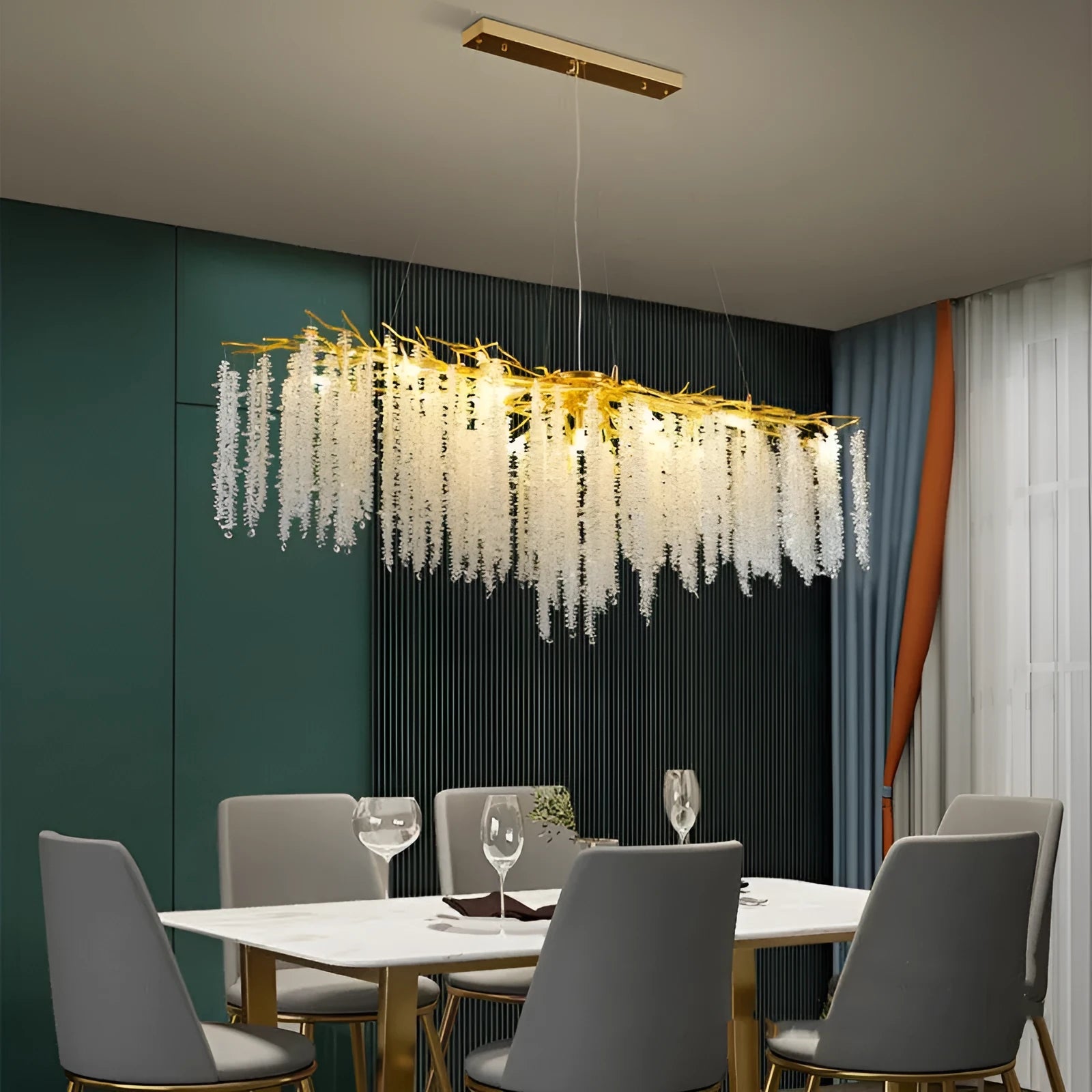Crystal chandelier ceiling light with adjustable height aluminium alloy body