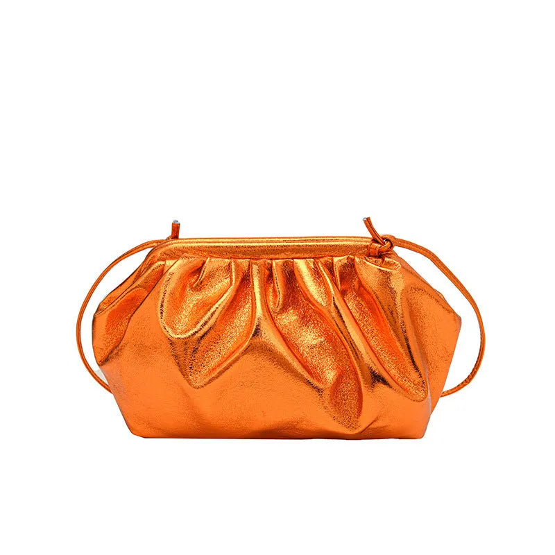 PU hair clip shoulder crossbody bag with shell shape design and crossbody strap