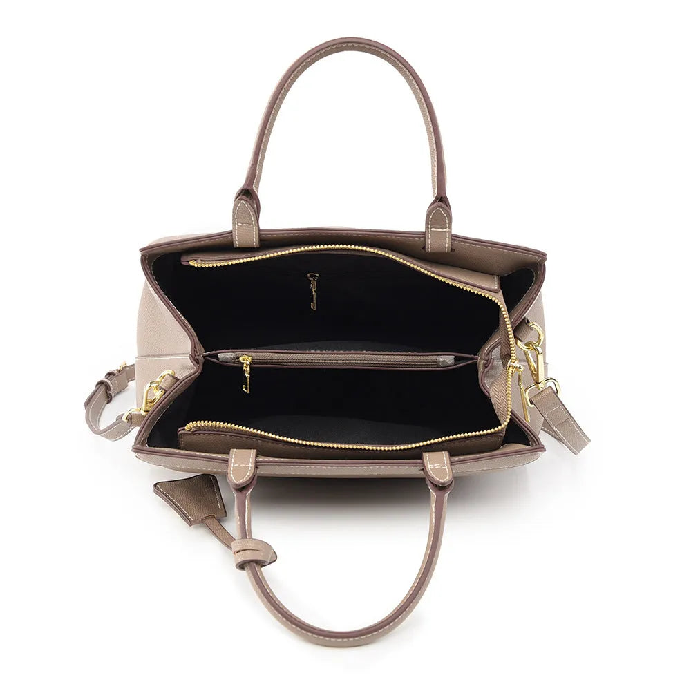 Urban minimalist vertical square PU shoulder bag with stitching detail and internal compartments in black, light beige brown, wine red