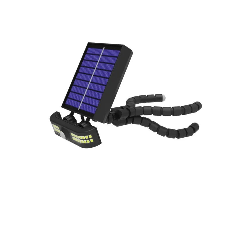 Octopus solar lamp with 40 LED beads, ABS shell, warm white light, placed on garden table