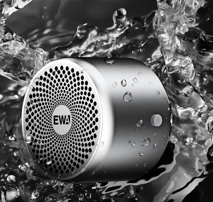 EWA A106 Pro mini Bluetooth speaker in black with bass radiator and IPX67 waterproof rating