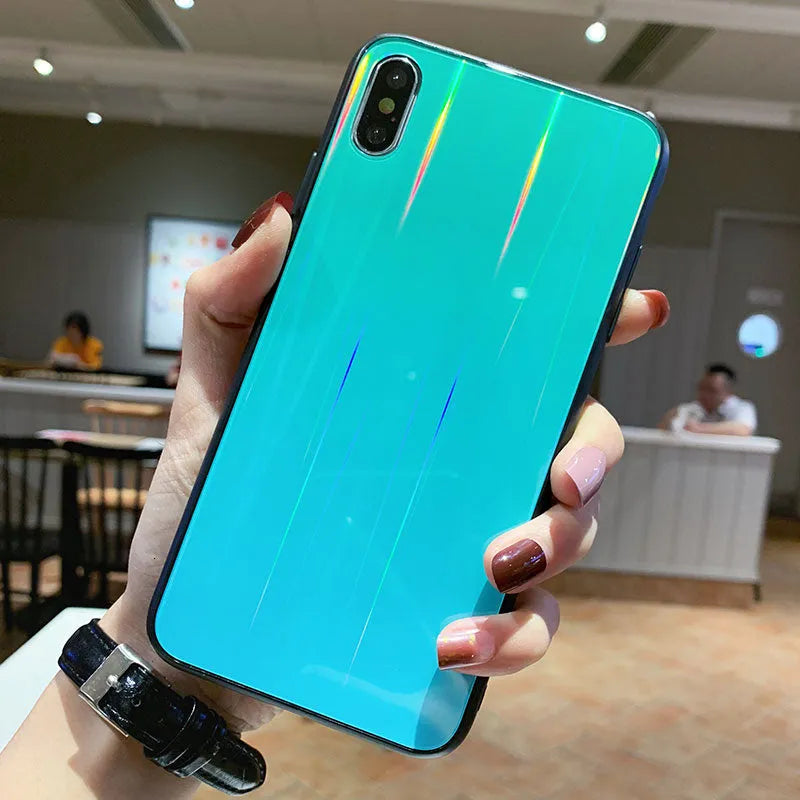 Gradient glass phone case with starry sky design back cover for Huawei models