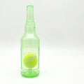 Blue green and red squeaky water bottle shaped dog chew toy for aggressive chewers