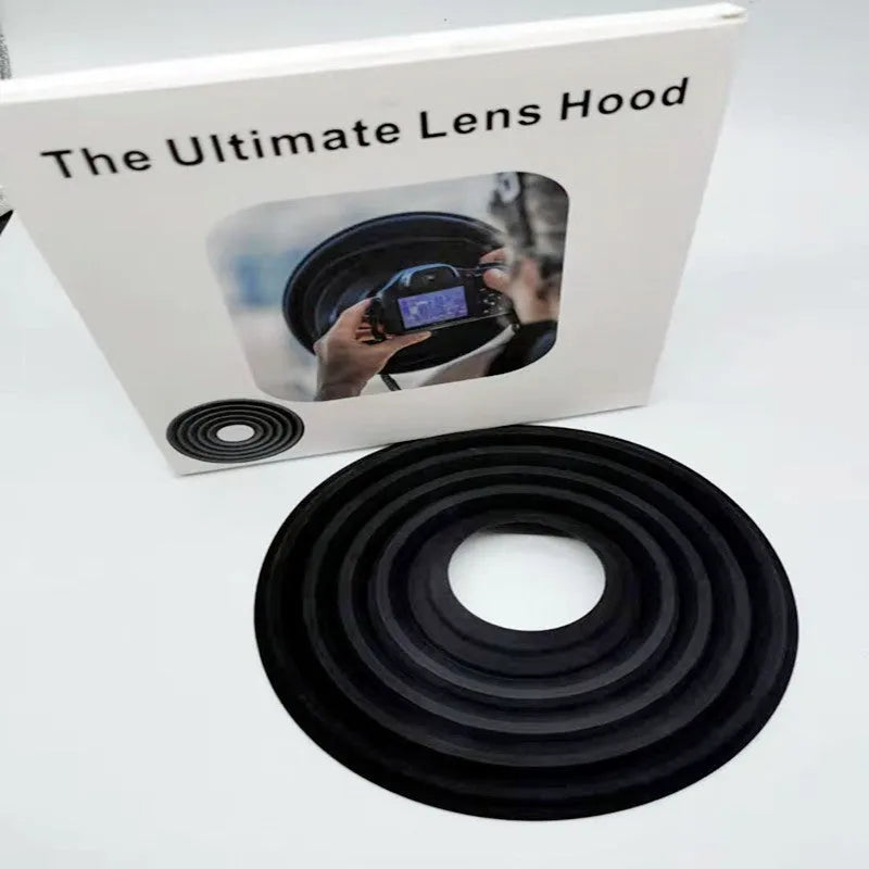 Black anti reflective silicone lens cover for SLR cameras with 21cm diameter