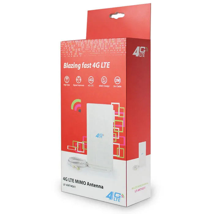 White dedicated 4G LTE antenna for B593B880 routers with 49dBi gain and optional connectors