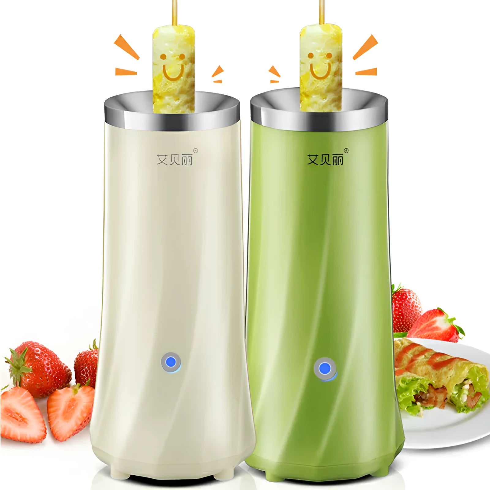 Compact beige mini breakfast machine with automatic function for morning meal preparation