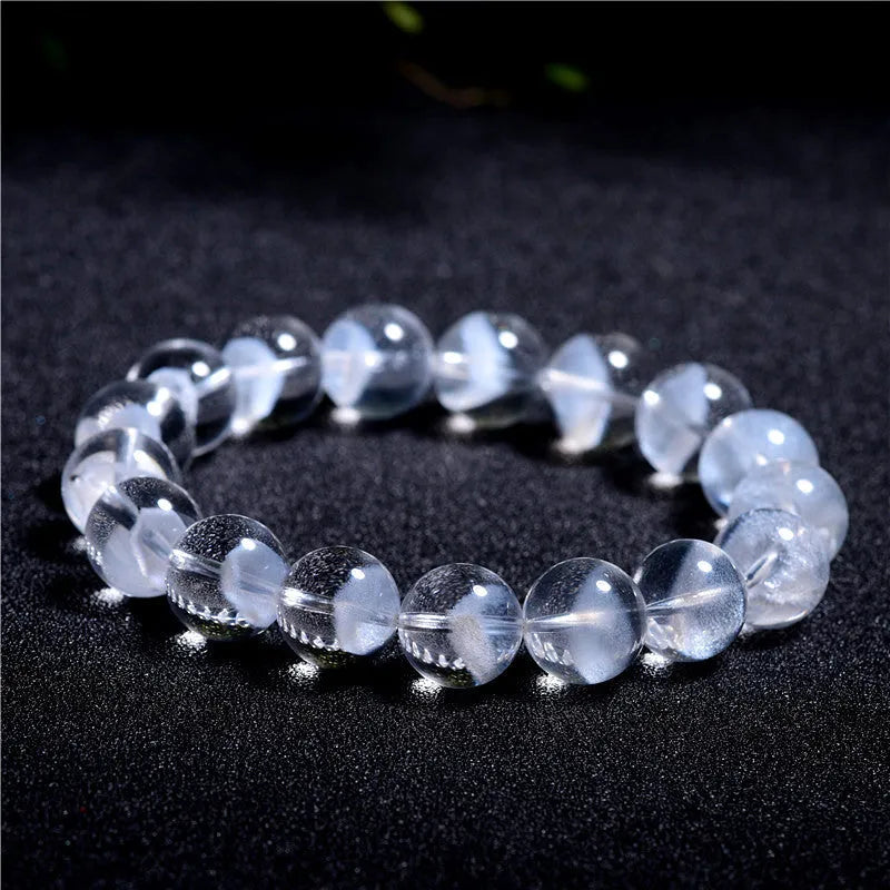 Women's white crystal bracelet with pyramid charm and Ruyi decorative elements