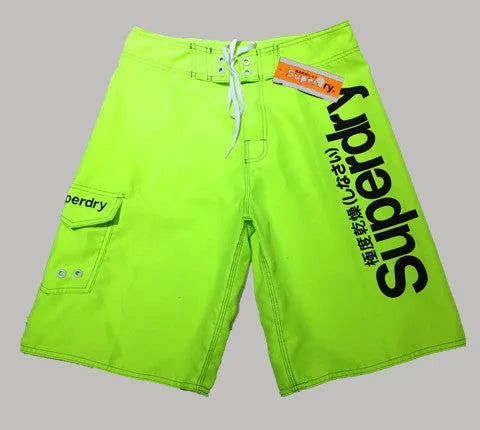 Men's striped polyester beach shorts in blue, lightweight for sports and beach