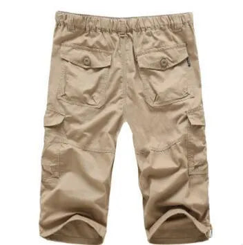 Men's cotton cropped leisure pants with elastic waist, available in multiple colours and sizes