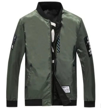 Reversible men's flight jacket showing stripe pattern in available colours