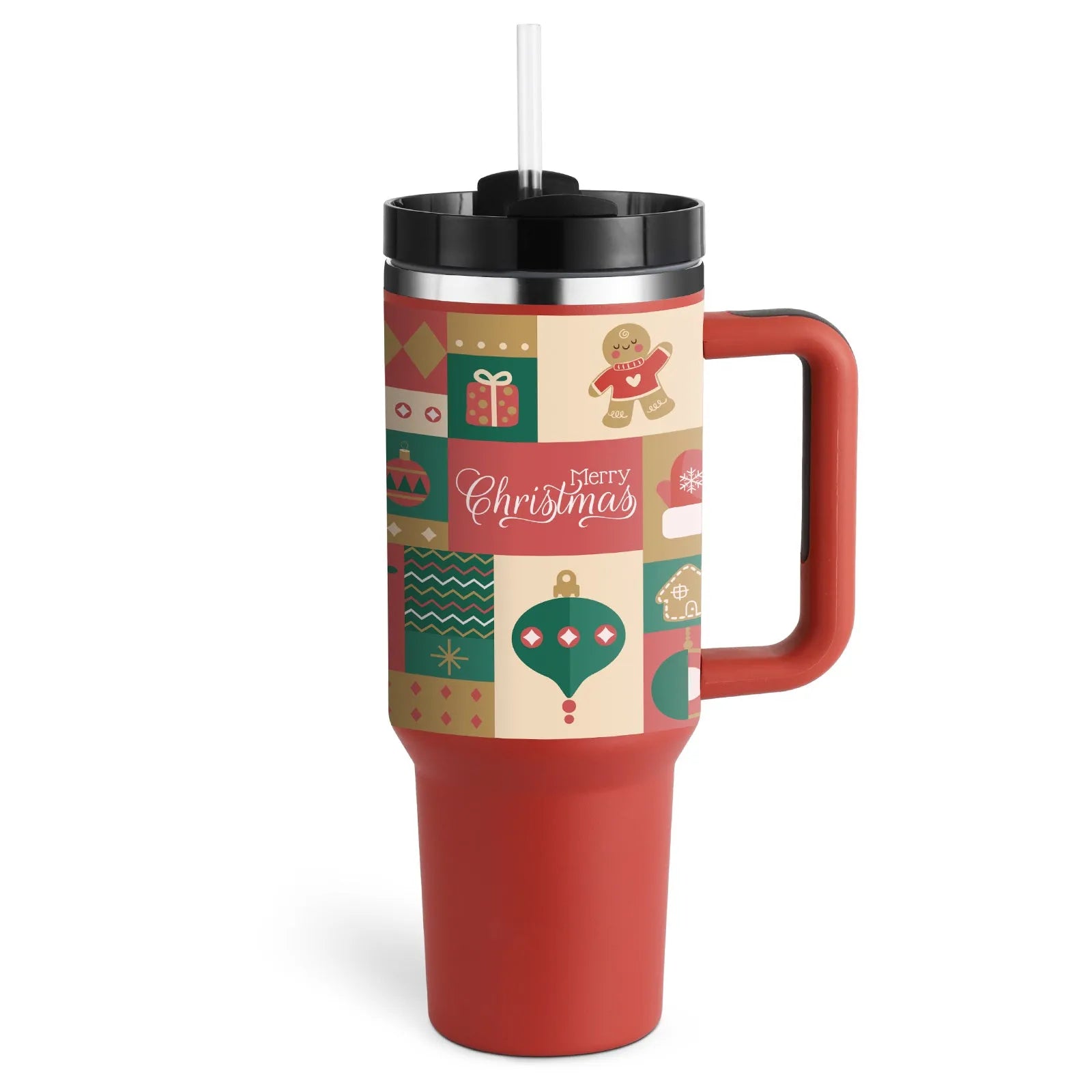 40 oz stainless steel insulated tumbler with handle and straw in multiple colours