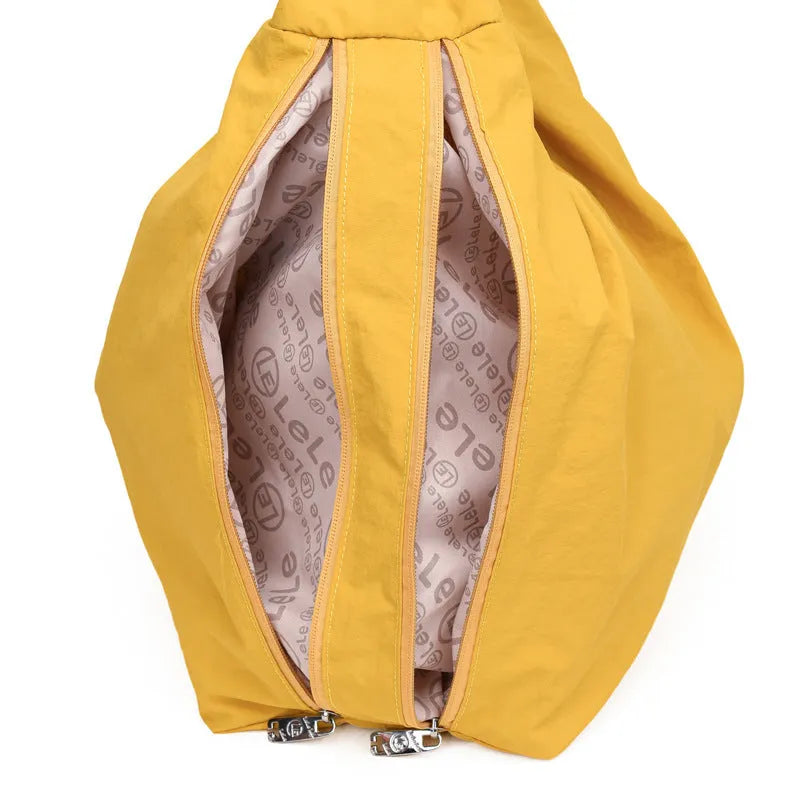 Nylon women's underarm bag with heart shape design in black blue khaki yellow colour options