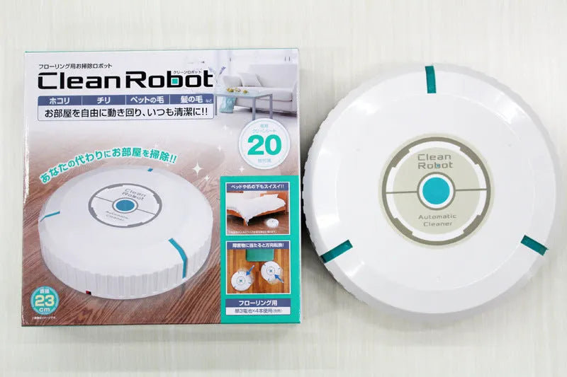 Black or white ABS plastic robot vacuum cleaner on a hardwood floor.
