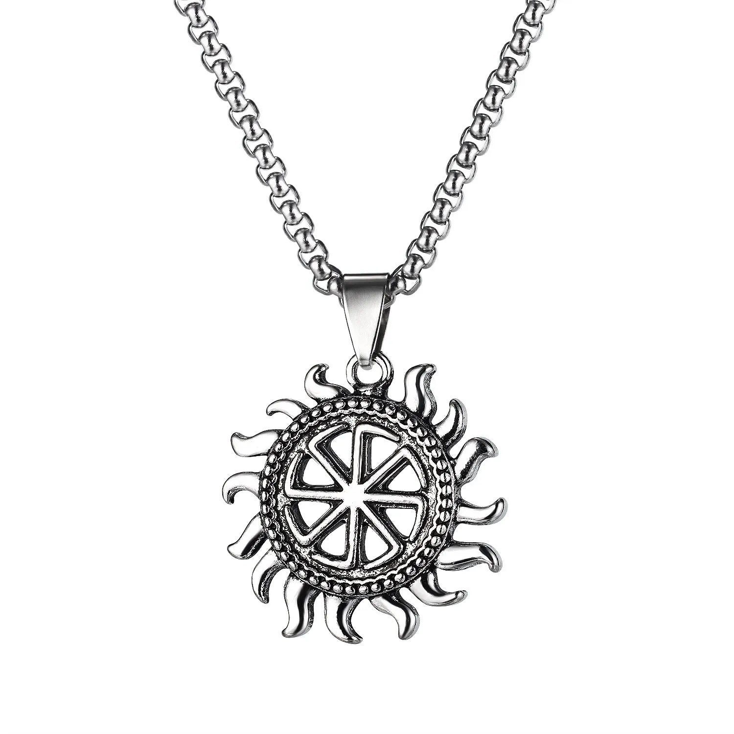 Men's stainless steel skull necklace with electroplated silver finish showing six pendant design options