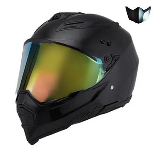 Full-cover motorcycle off-road helmet with ABS shell in black colour