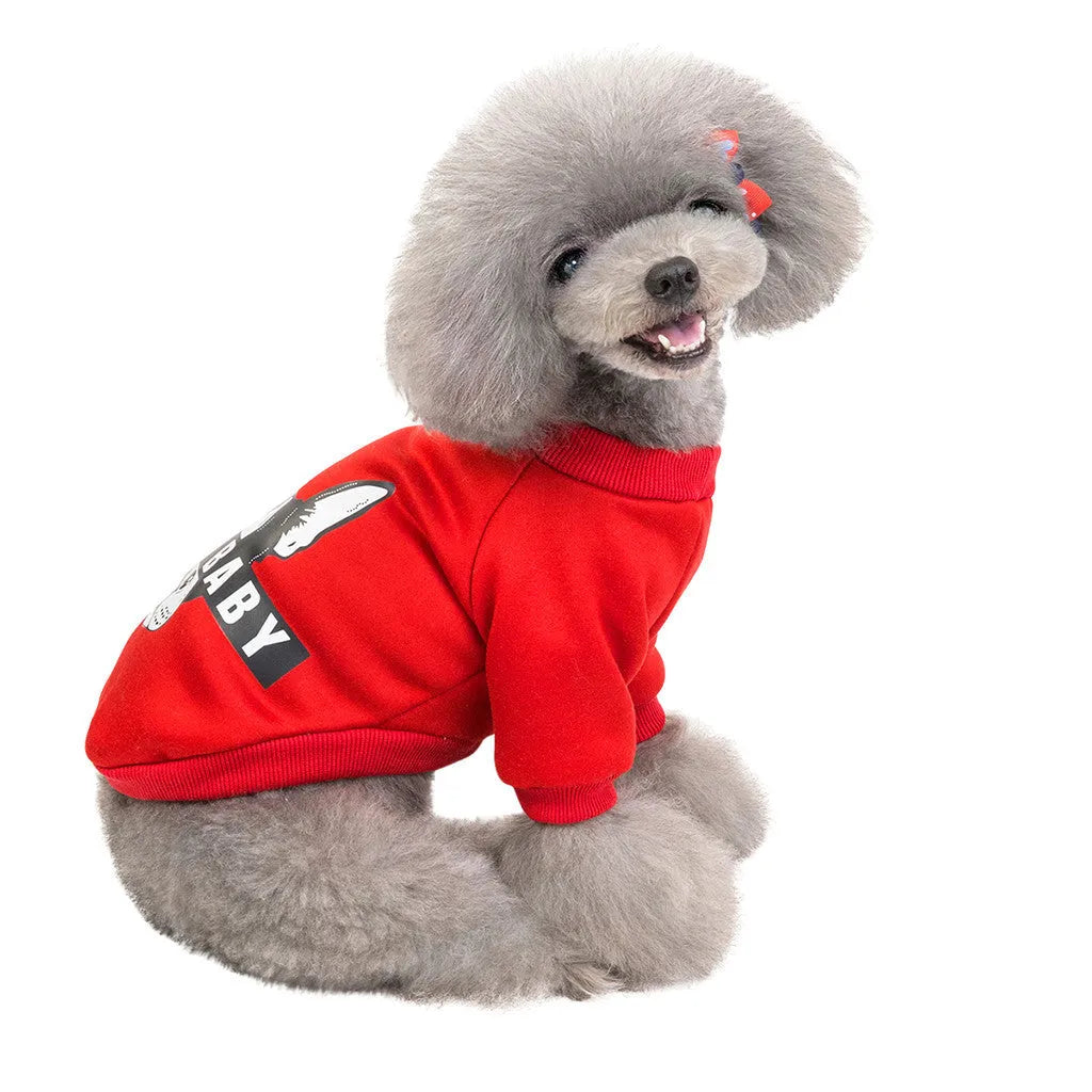 Pink cotton cartoon dog sweater for small to large dogs, size S-XXL