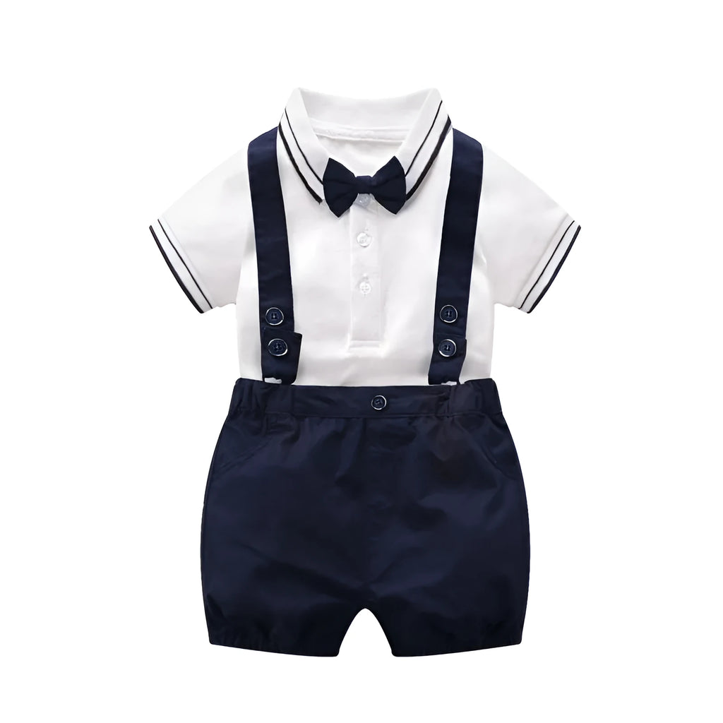 Baby gentleman's bodysuit short sleeve neutral unisex top in colour as shown for spring summer