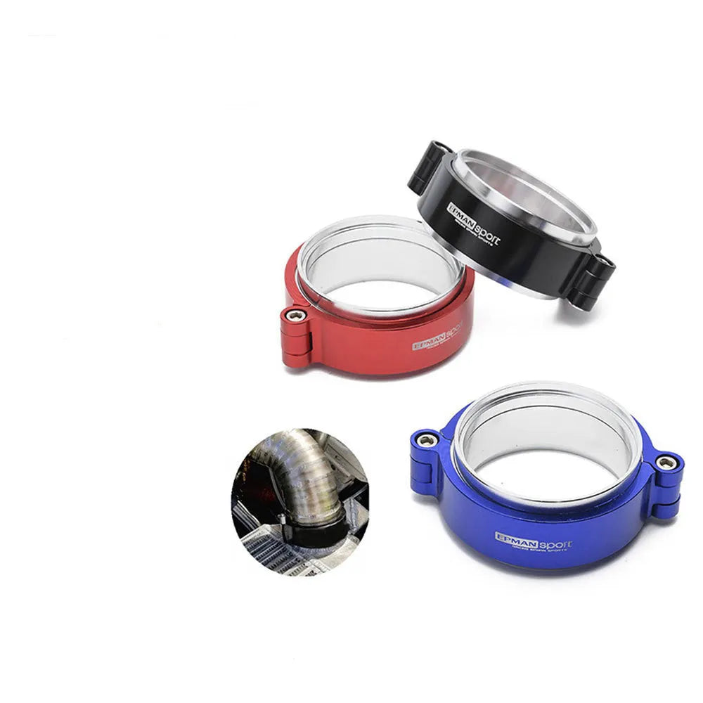Aluminium fixed movement exhaust clamp for car modification in black, blue, or red