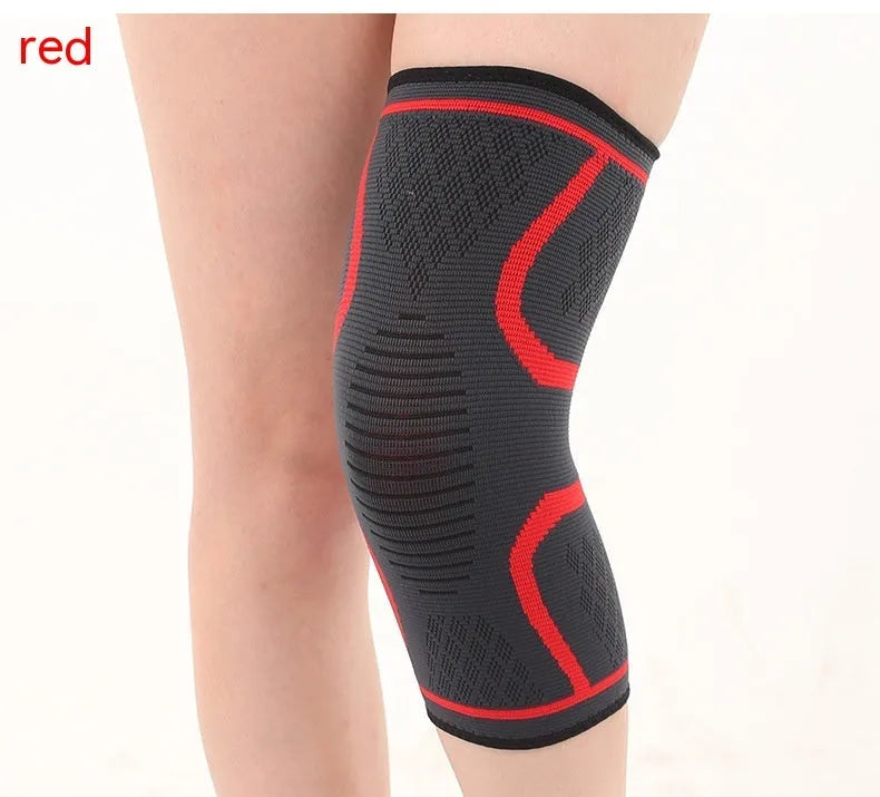 Double corrugated non-slip sports kneecaps in various colours on a grey background.