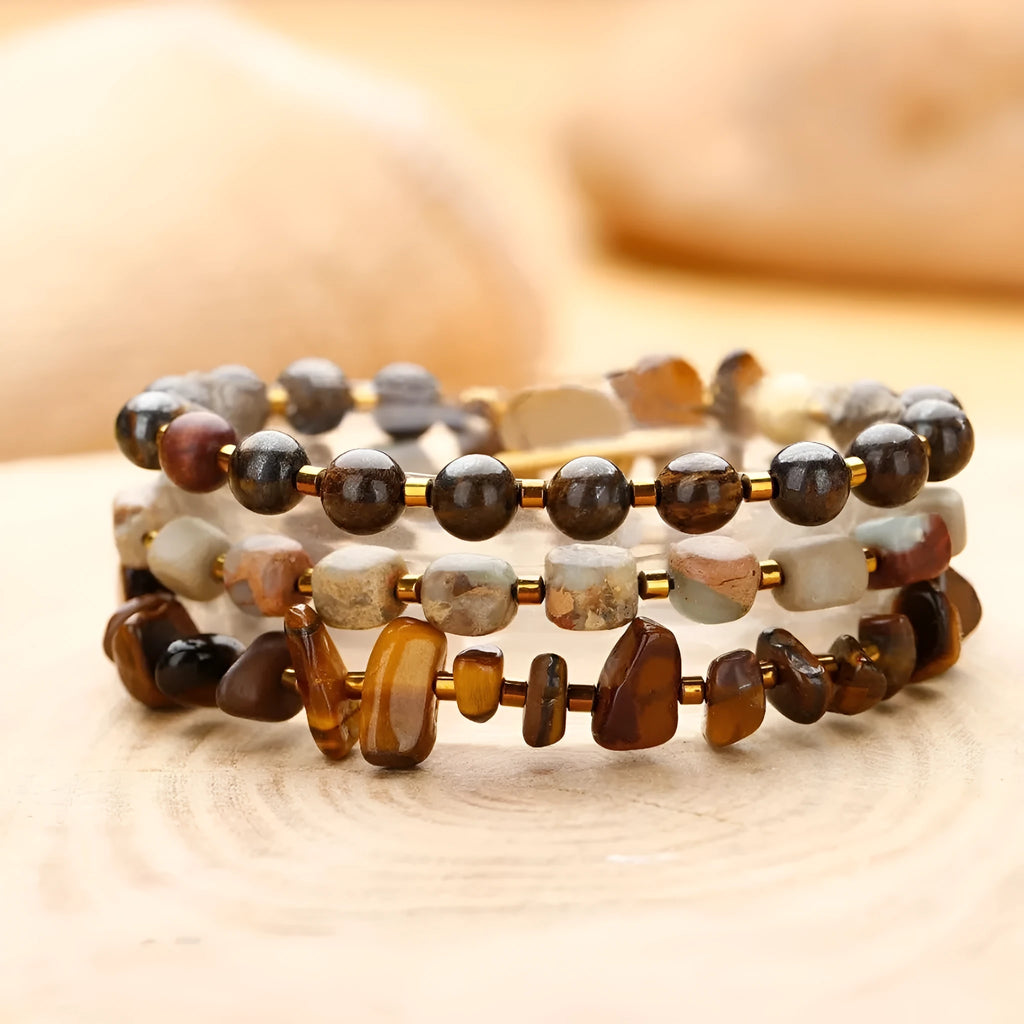 Tigereye gravel bronze glow ball bracelet geometric shape brown colour unisex