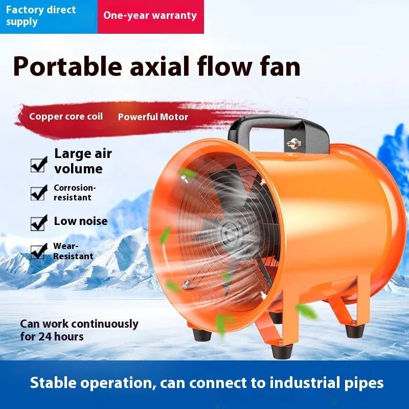 8 inch titanium steel axial flow industrial fan with seven blades for dust removal ventilation