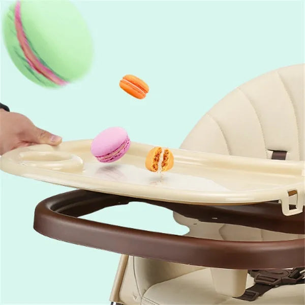 Baby chair with grow-up design, stable anti-fall structure, and waterproof plate in dream powder colour