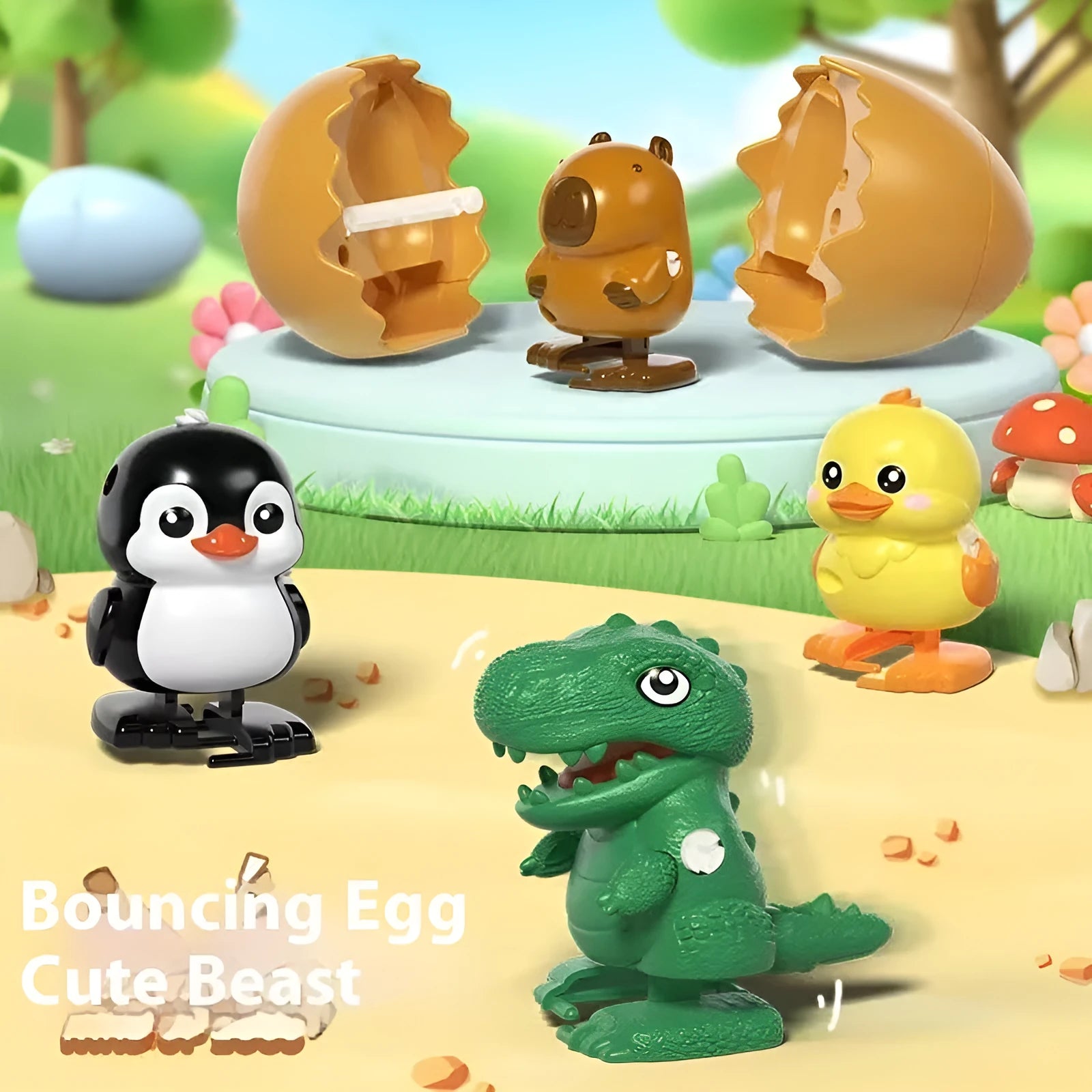 Jumping egg cute beast clockwork toy in plastic for teenagers 7-14 years old
