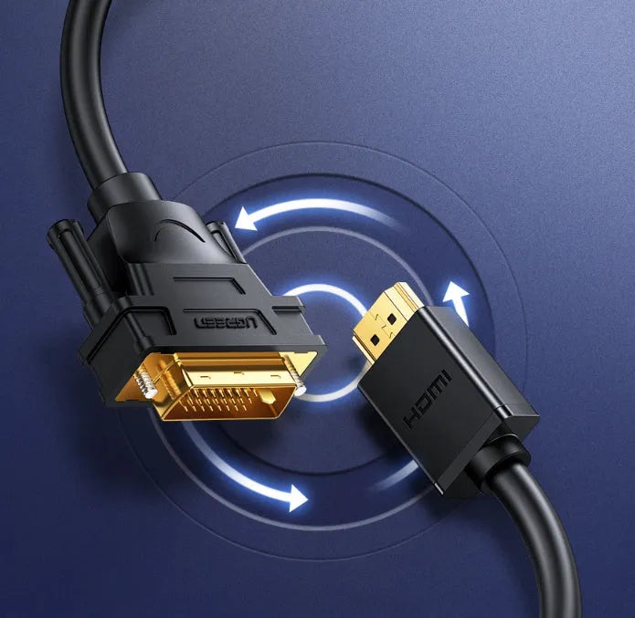 HDMI adapter cable for laptop to external display connection with round rotating cable in multiple length options