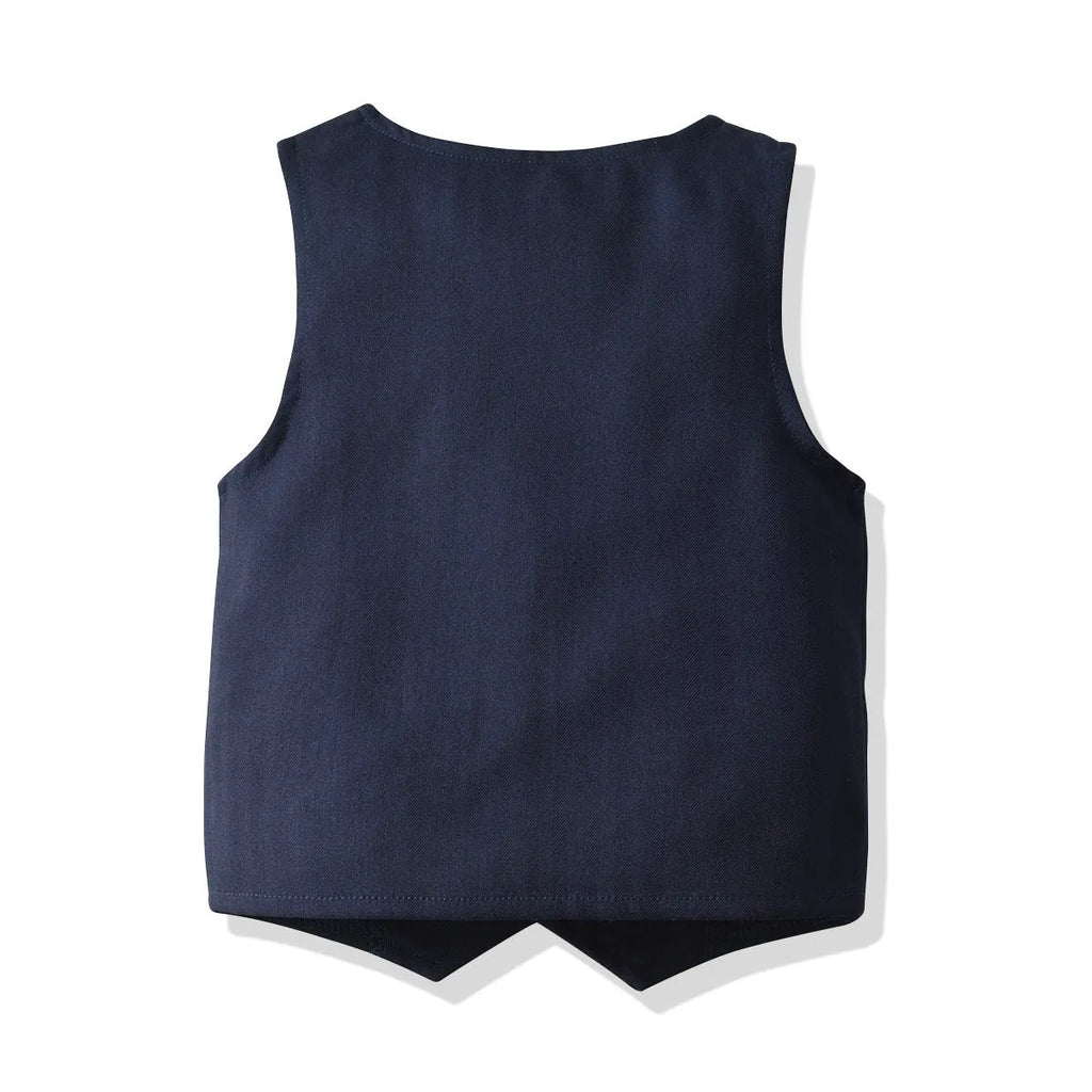 Boys cotton dress suit set shirt and trousers in blue, pink, and white, sizes 90cm to 140cm